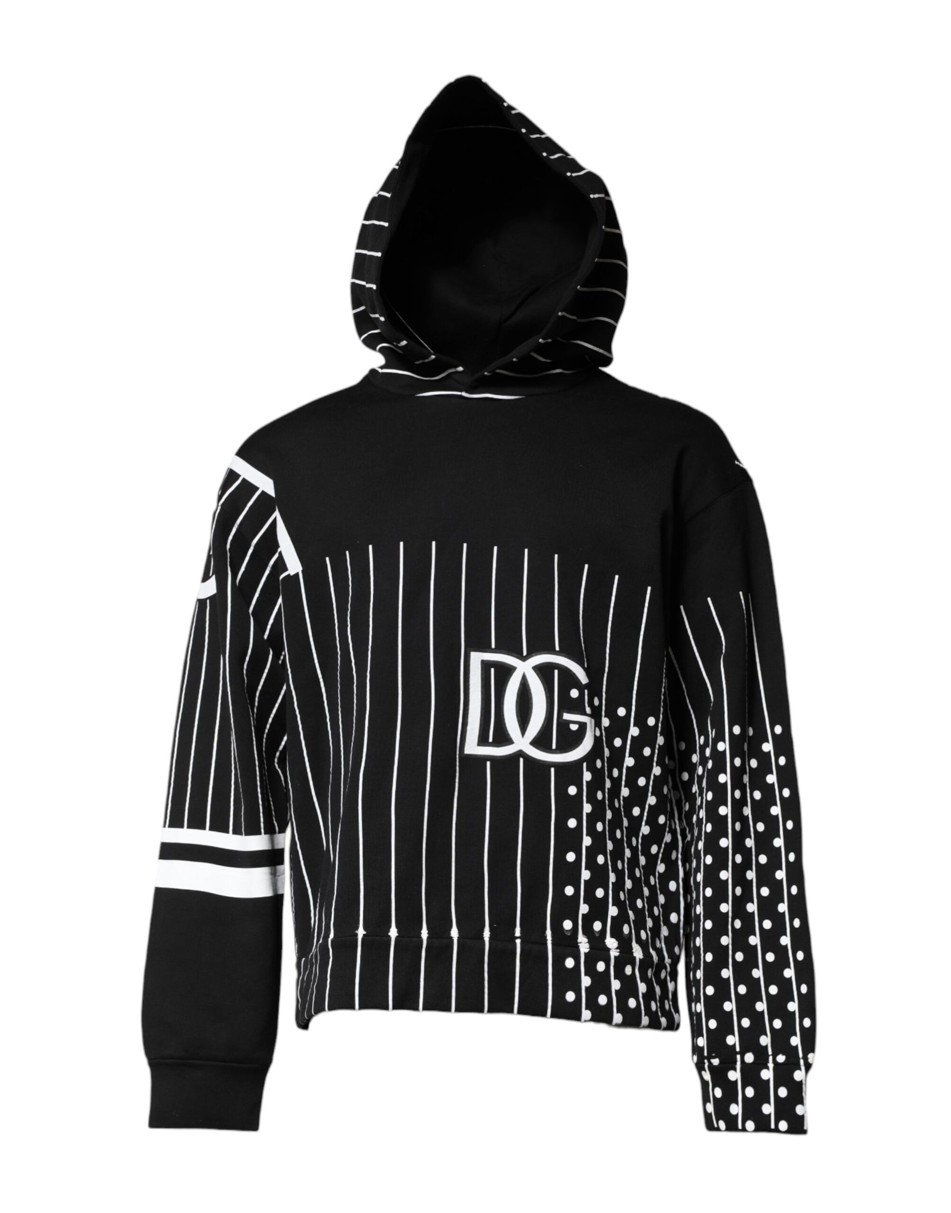 Black White Stripe Hooded Sweatshirt Sweater