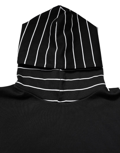 Black White Stripe Hooded Sweatshirt Sweater