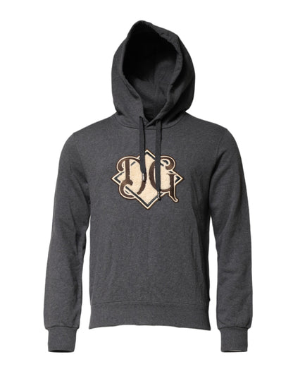 Gray Logo Patch Hooded Sweatshirt Sweater