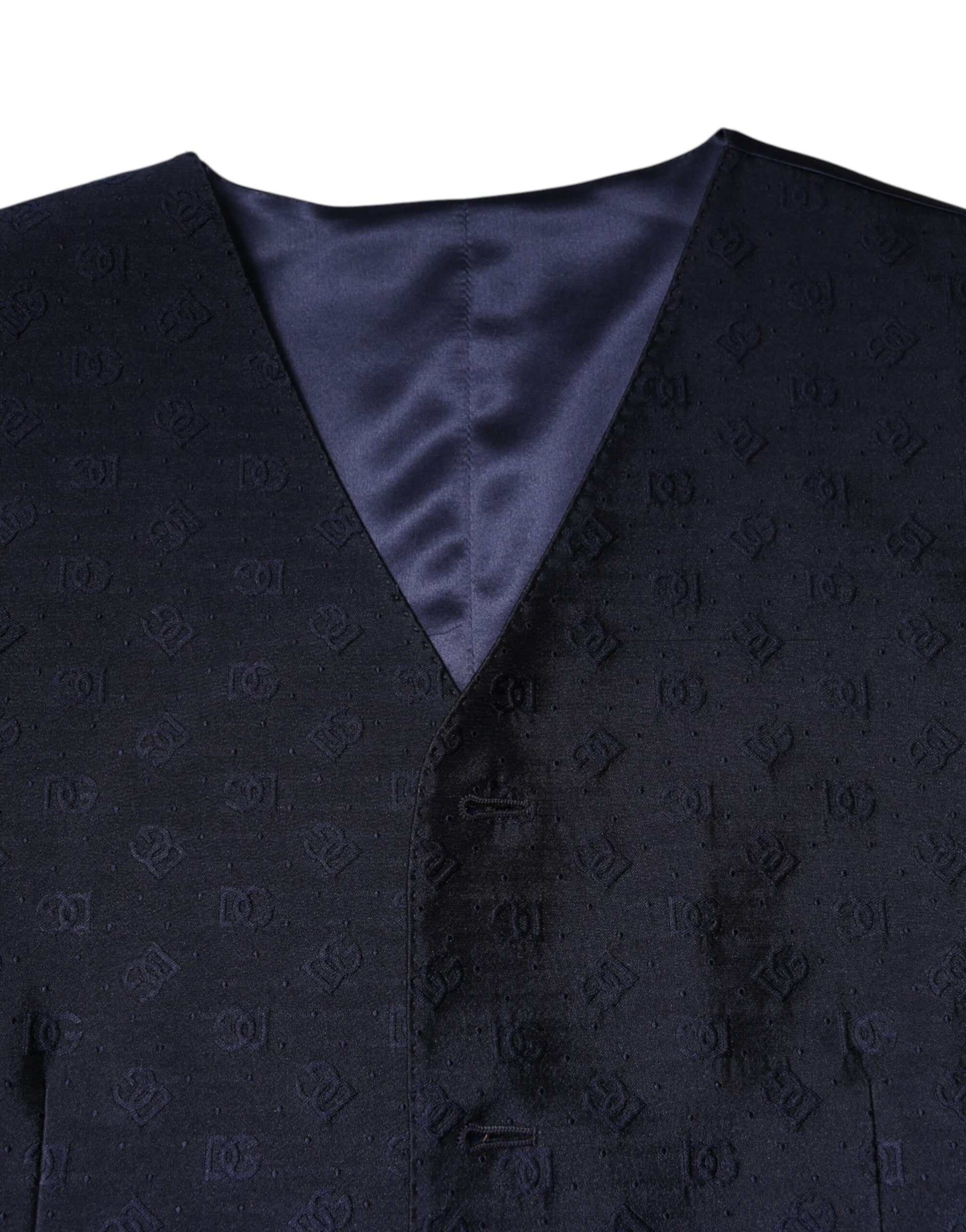 Dark Blue Logo Wool Formal Men Waistcoat Vest