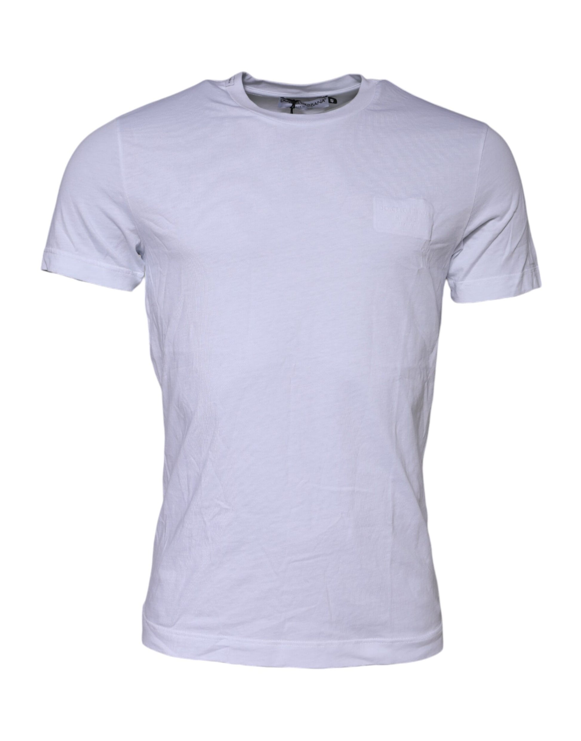 White Cotton Logo Patch Crew Neck T-shirt