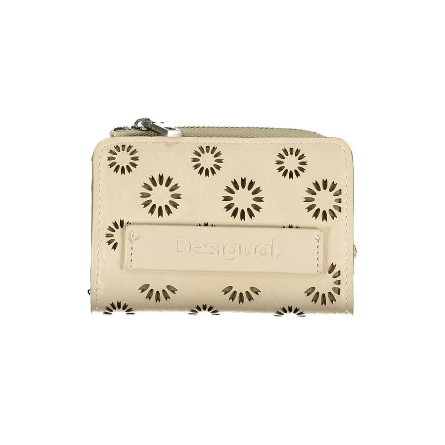 Beige Polyurethane Women Wallet