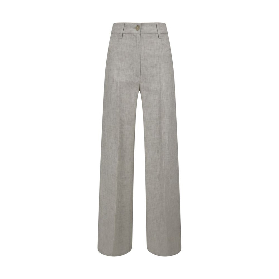 Gray Viscose Casual Pants