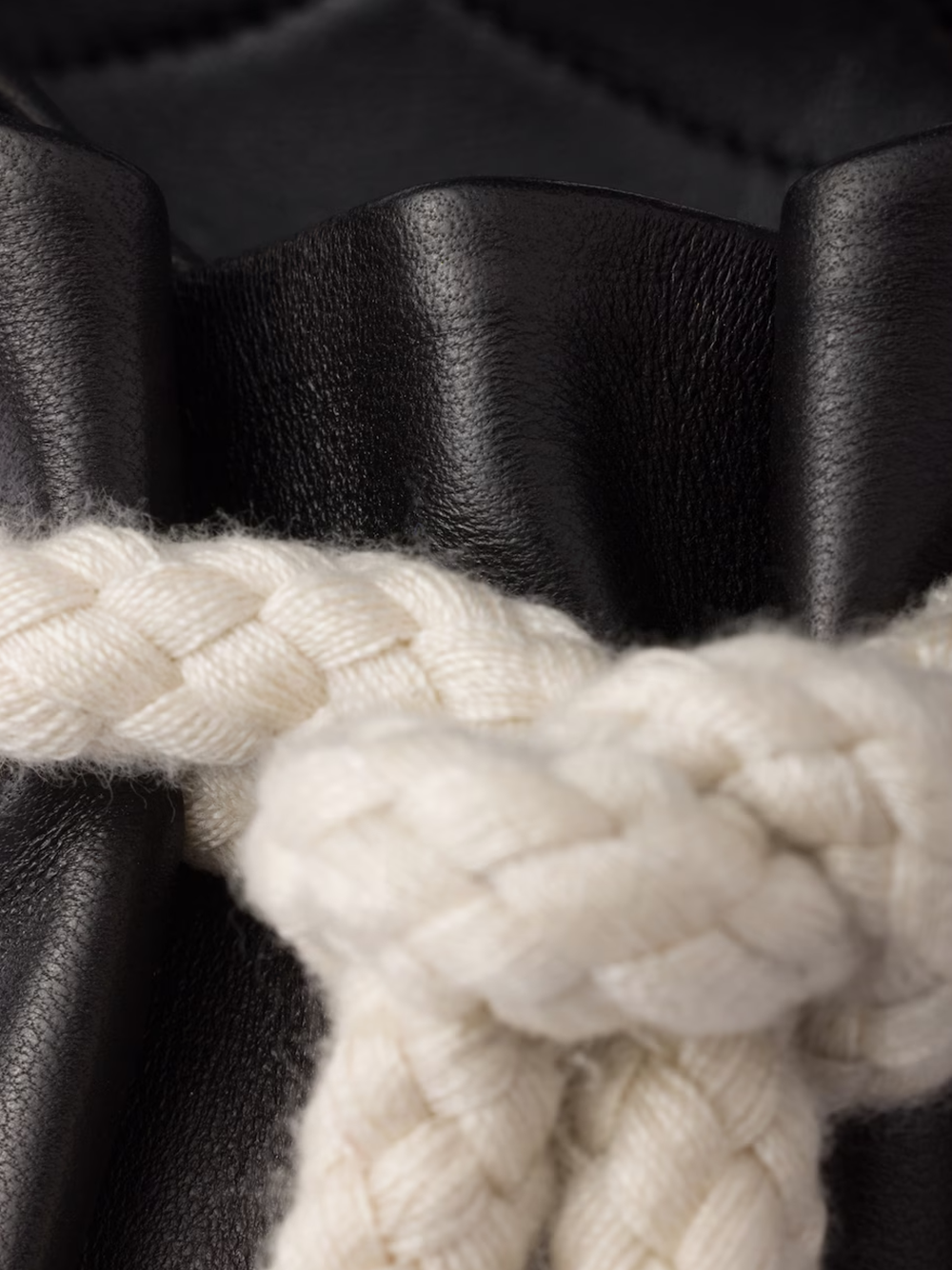 Black Nappa Leather Rope Detail  Sandals