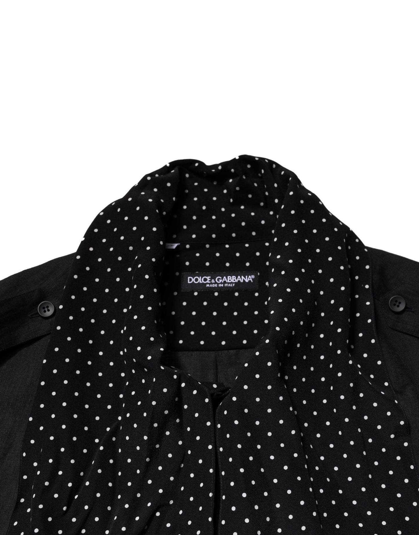 Black Polka Dot Linen Silk Men Casual Shirt