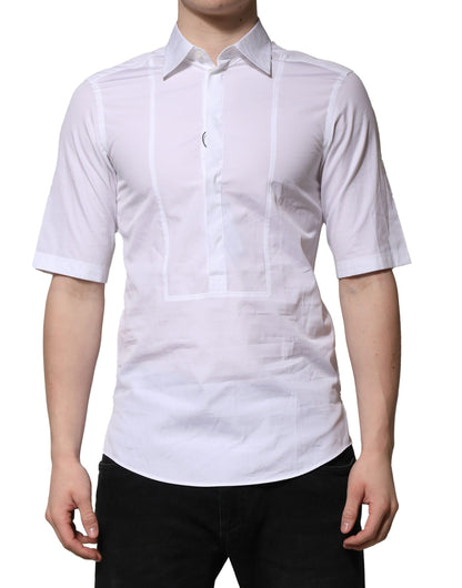 White Cotton Short Sleeves Dress Formal Shirt