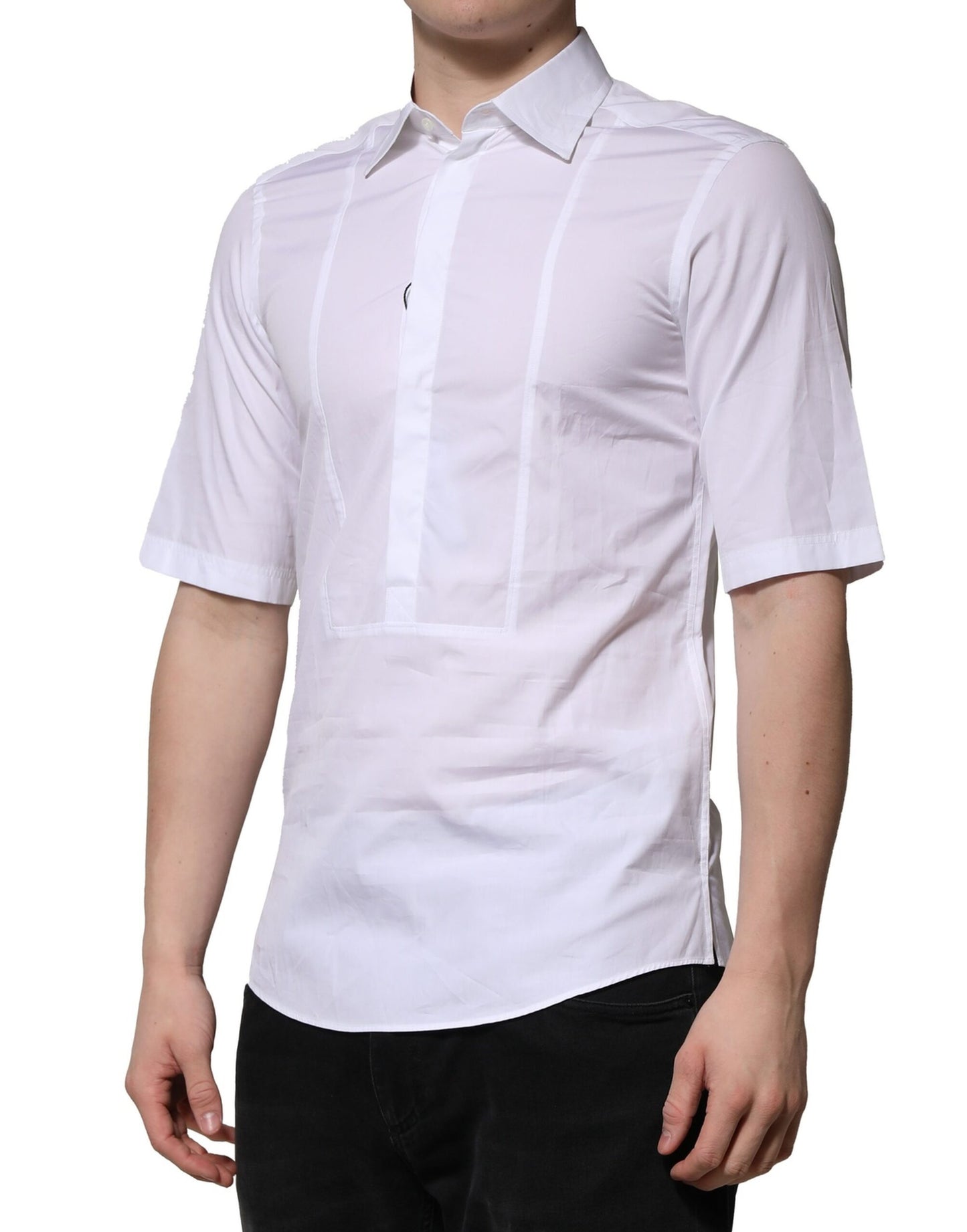 White Cotton Short Sleeves Dress Formal Shirt