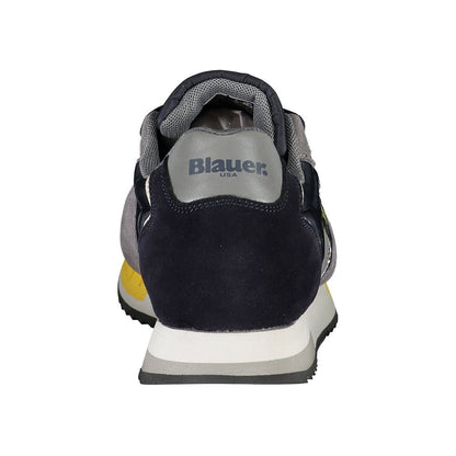 Blue Leather Men Sneaker