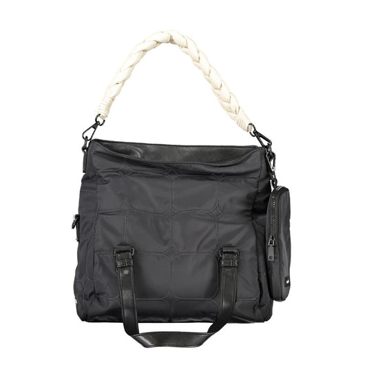 Black Polyester Women Handbag