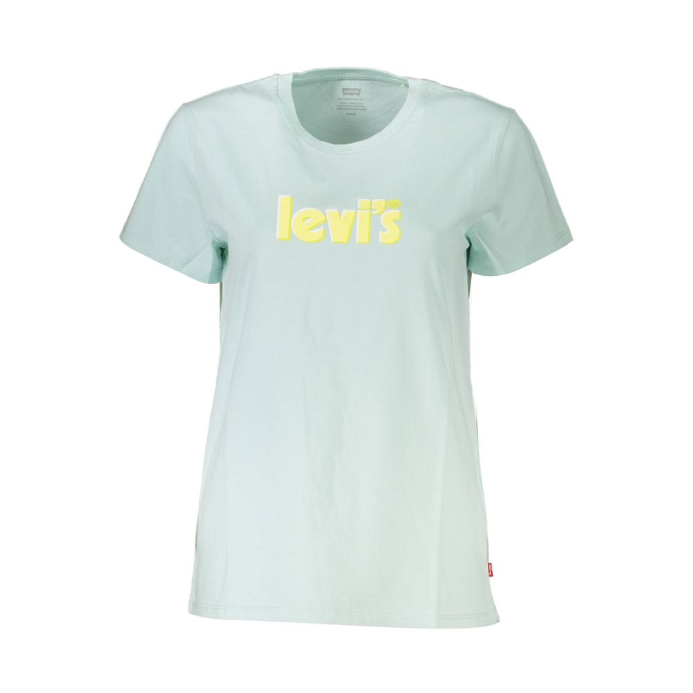 Blue Cotton Women T-Shirt