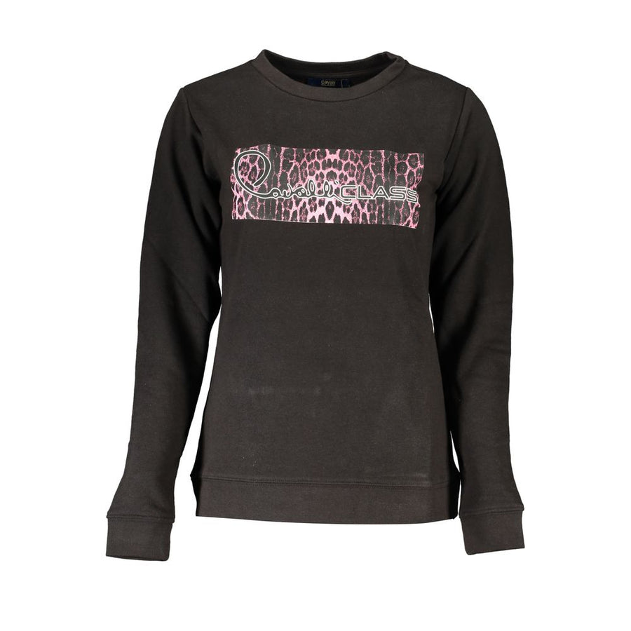 Black Cotton Women Sweatshirt