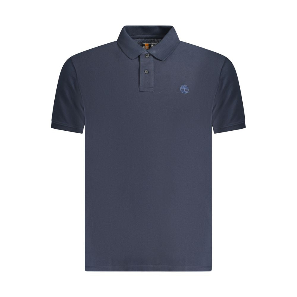 Blue Cotton Men Polo