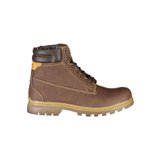 Brown Polyester Men Boot