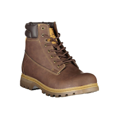 Brown Polyester Men Boot