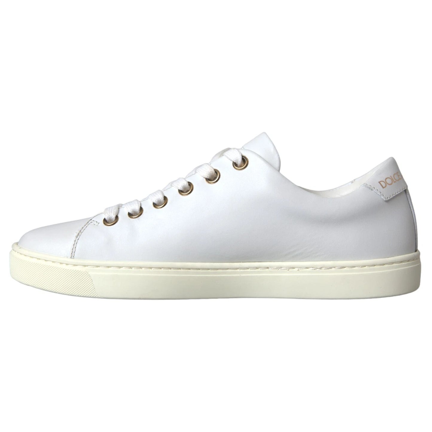 White Leather Gold Red Heart Sneakers Shoes