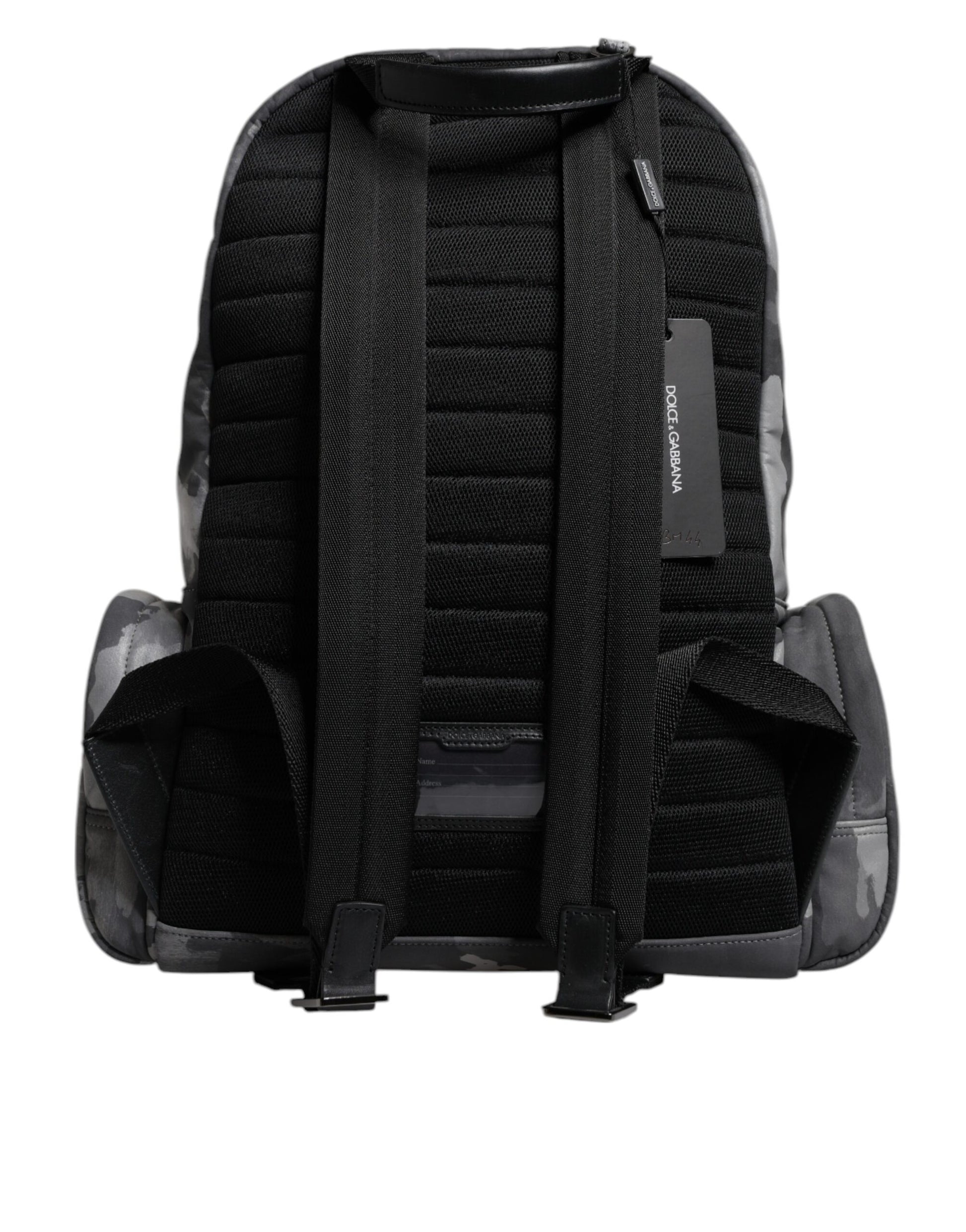 Gray Cotton Camouflage Logo Plaque Backpack Bag