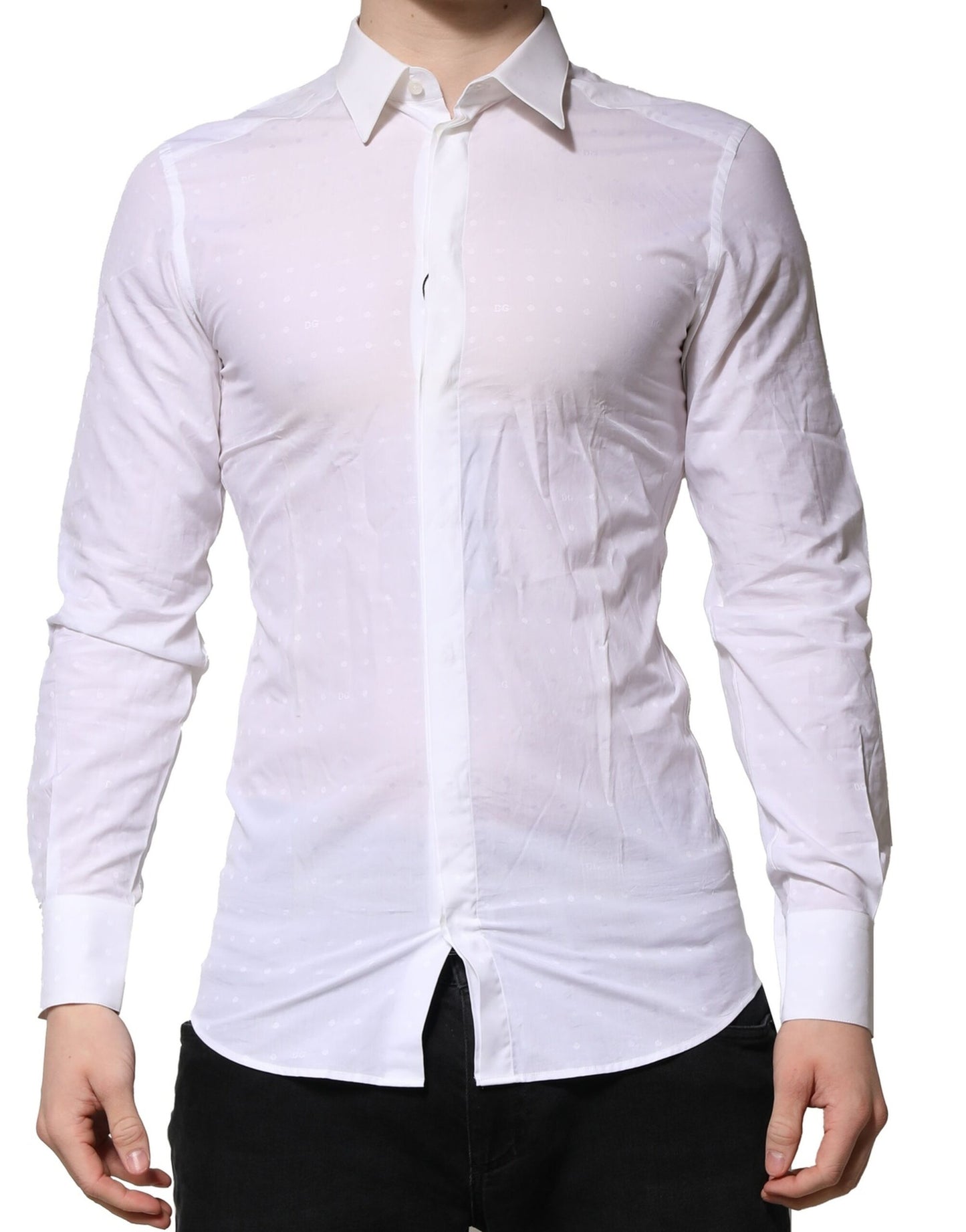 White Cotton GOLD Long Sleeves Formal Shirt