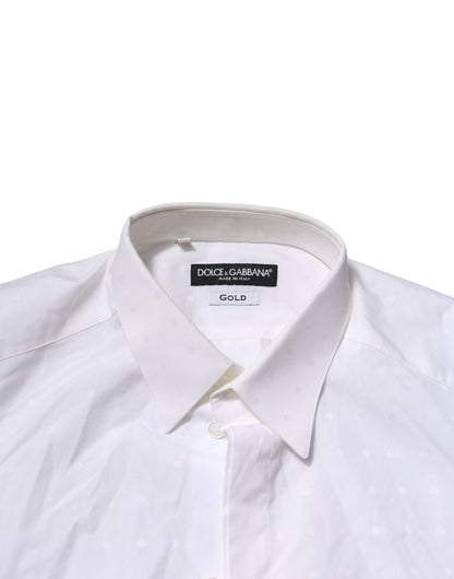 White Cotton GOLD Long Sleeves Formal Shirt