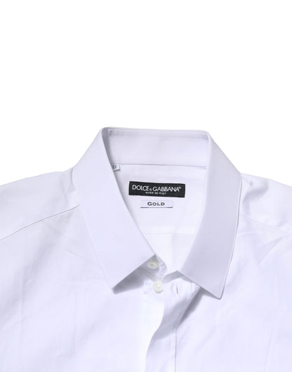 White Cotton GOLD Long Sleeves Formal Shirt