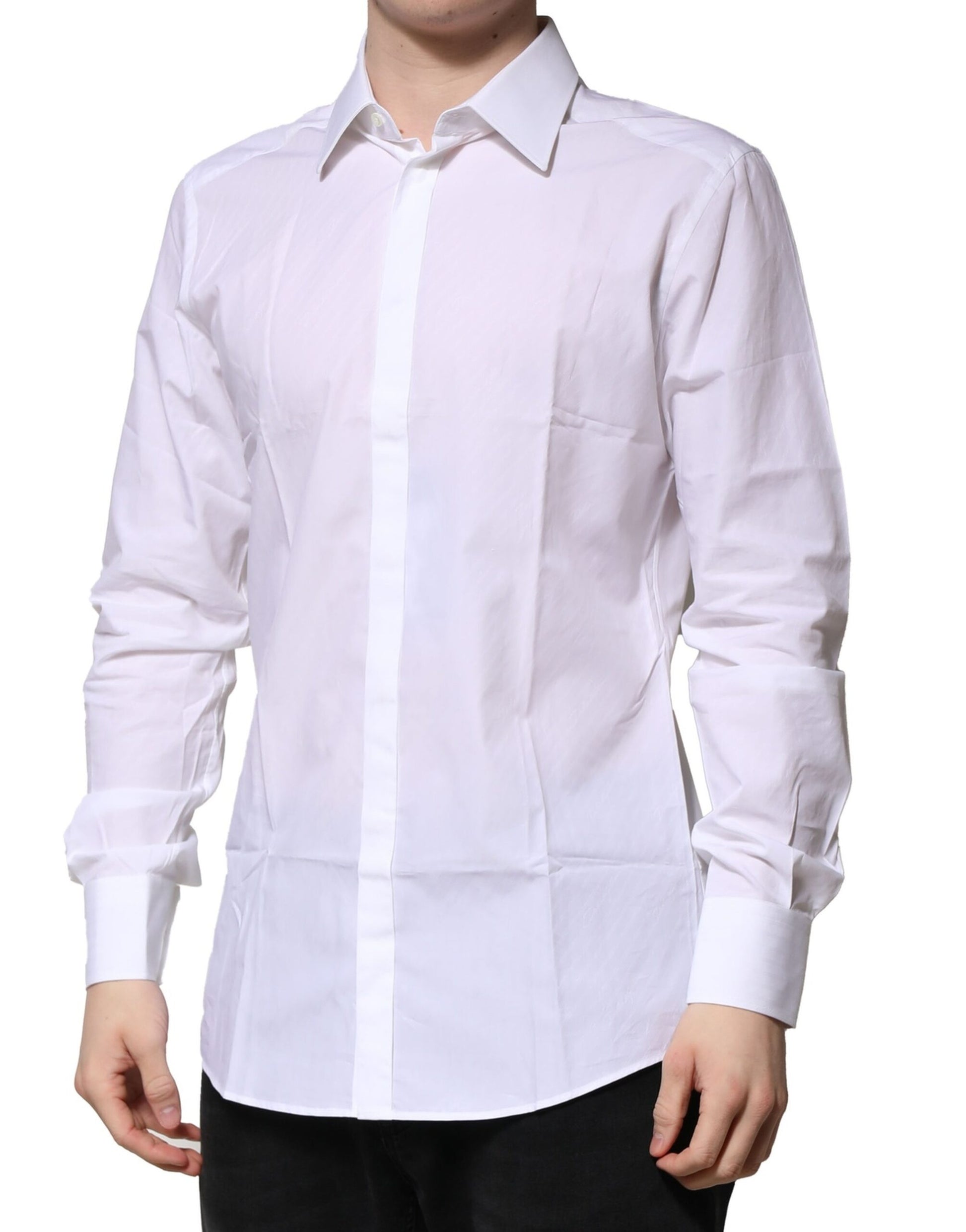 White Cotton Long Sleeves GOLD Formal Shirt