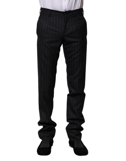 Black Wool Striped Formal Pants
