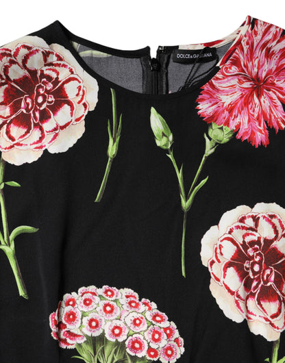 Black Floral Print Sleeveless Tank Blouse Top