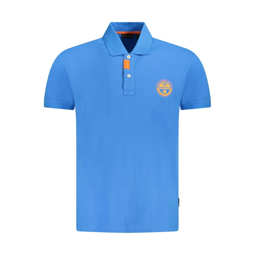 Blue Cotton Men Polo