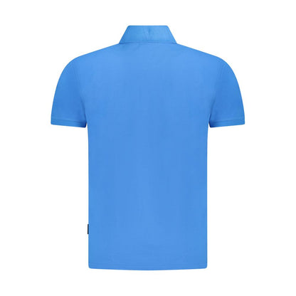 Blue Cotton Men Polo