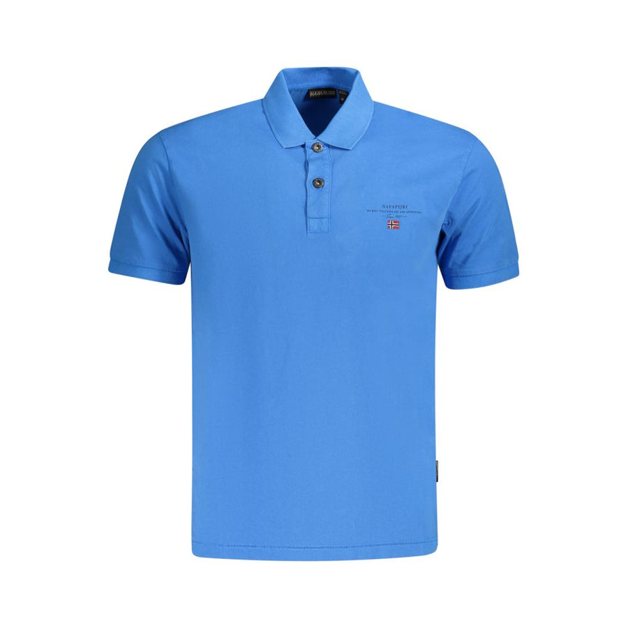 Blue Cotton Men Polo
