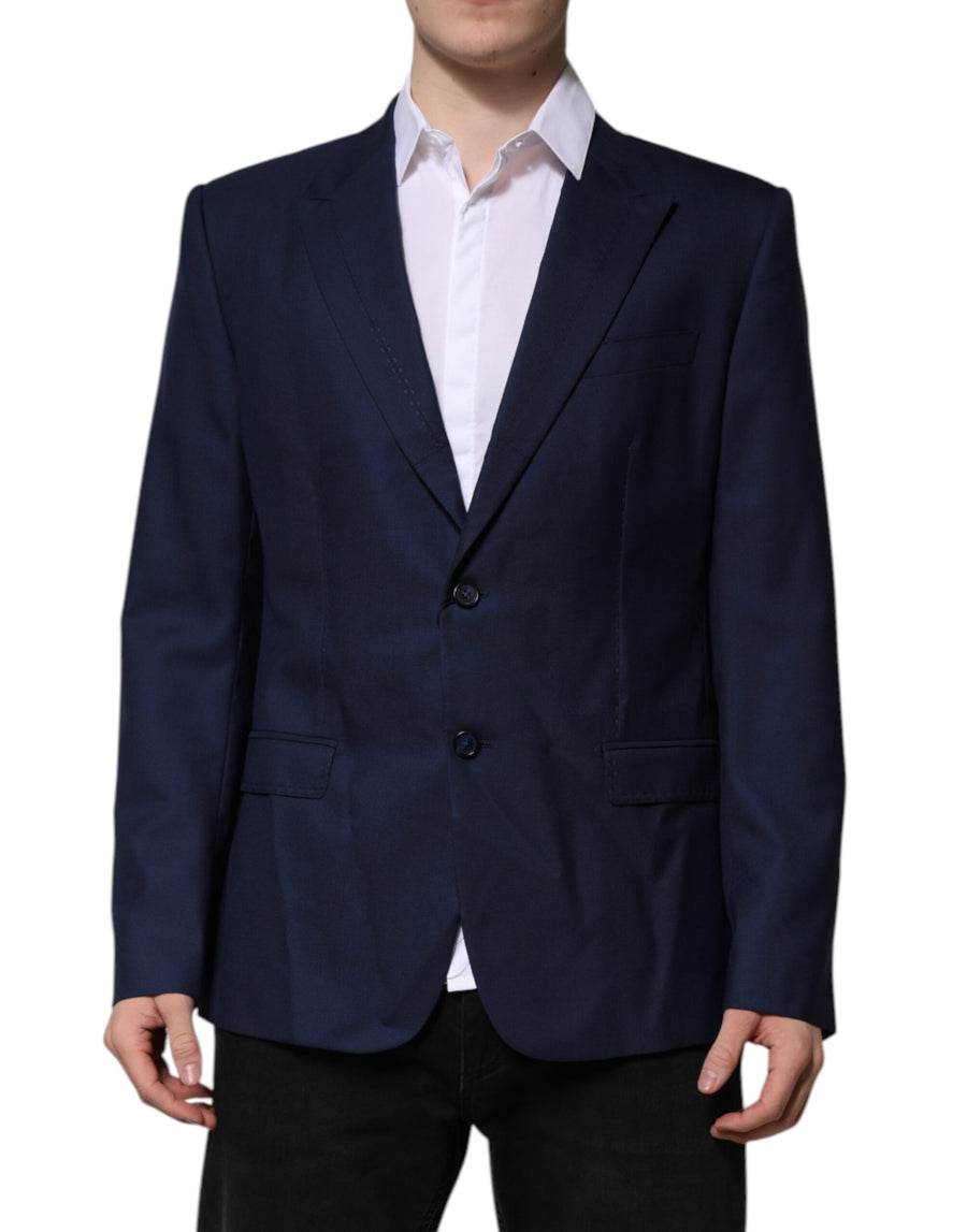 Blue Wool Single Breasted Suit Coat Blazer