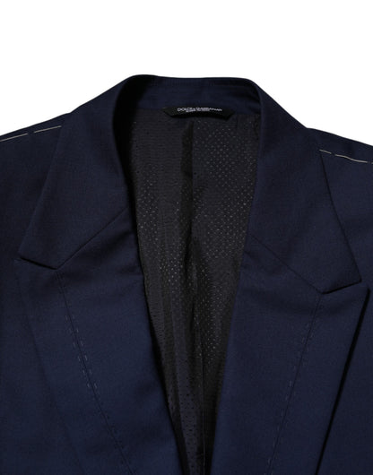 Blue Wool Single Breasted Suit Coat Blazer