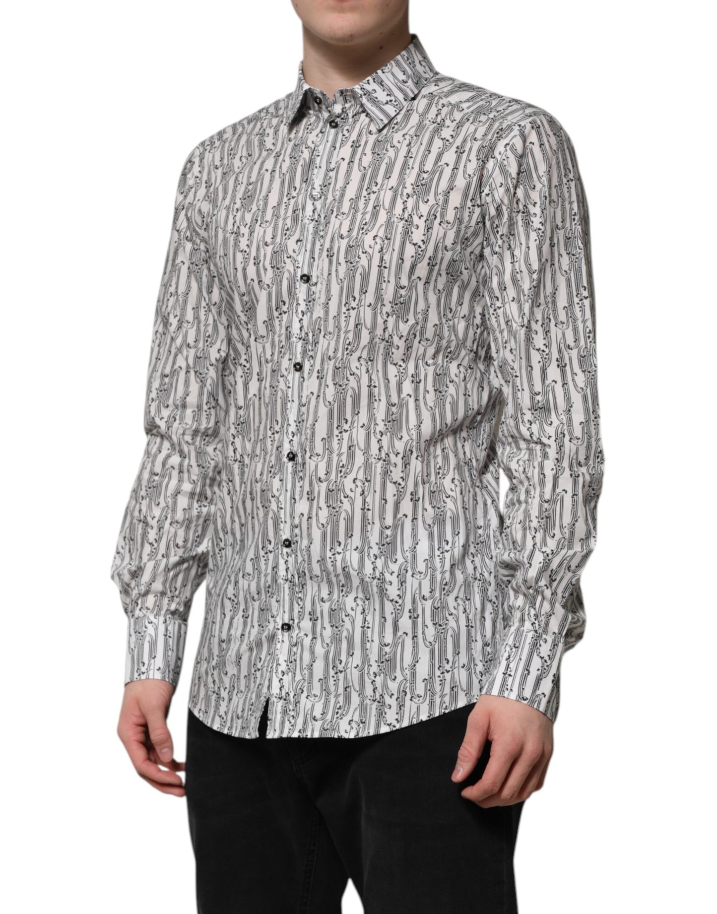 White Floral Print Casual Long Sleeves Shirt