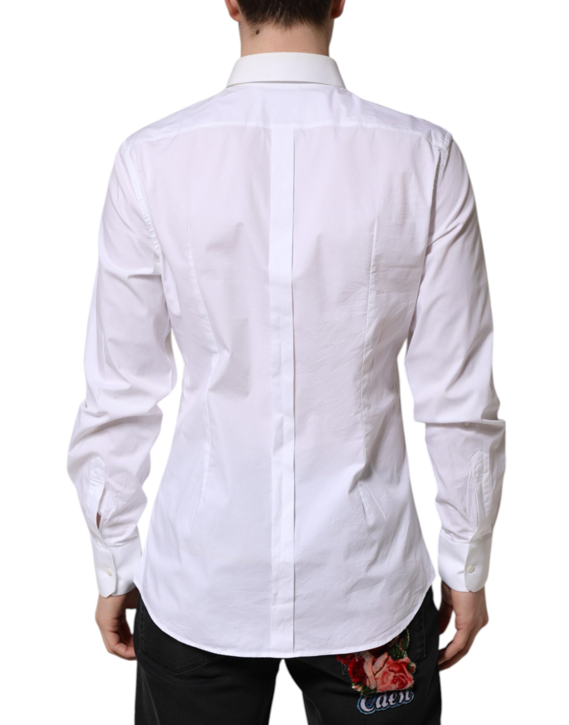 White Cotton GOLD Long Sleeves Dress Shirt