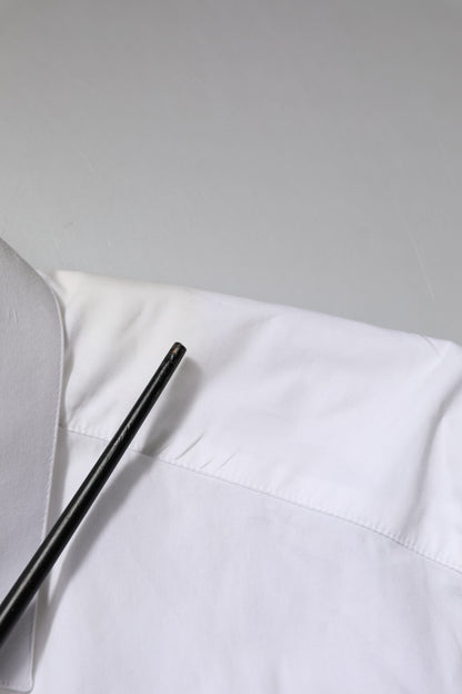 White Cotton GOLD Long Sleeves Dress Shirt