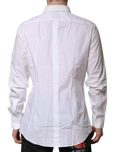 White Cotton GOLD Long Sleeves Dress Men Shirt