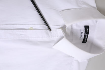 White Cotton GOLD Long Sleeve Men Dress Shirt