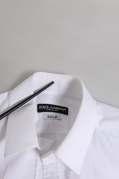 White Cotton GOLD Long Sleeve Men Dress Shirt