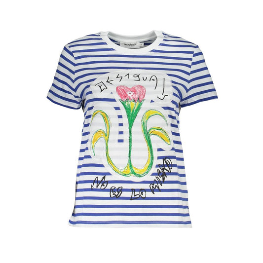 Blue Cotton Women T-Shirt