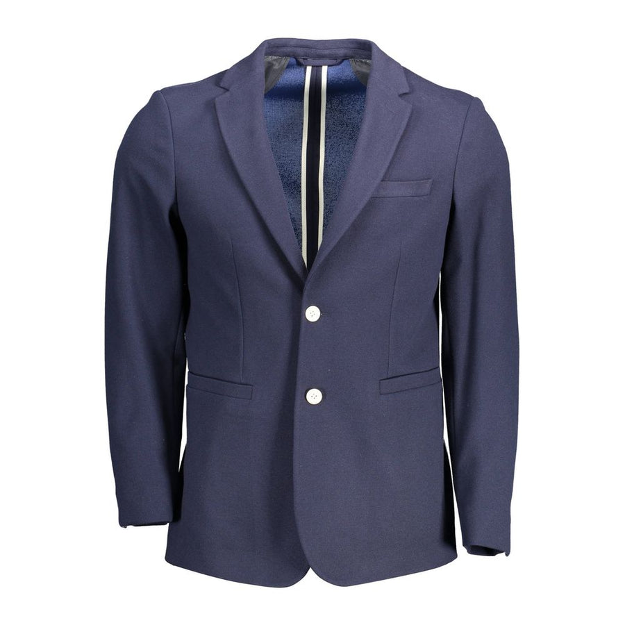 Blue Cotton Men Jacket