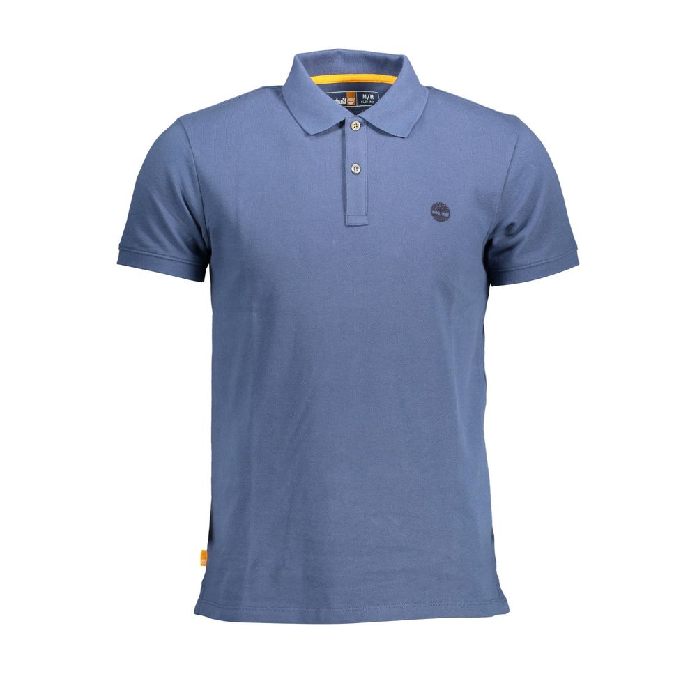 Blue Cotton Men Polo Shirt