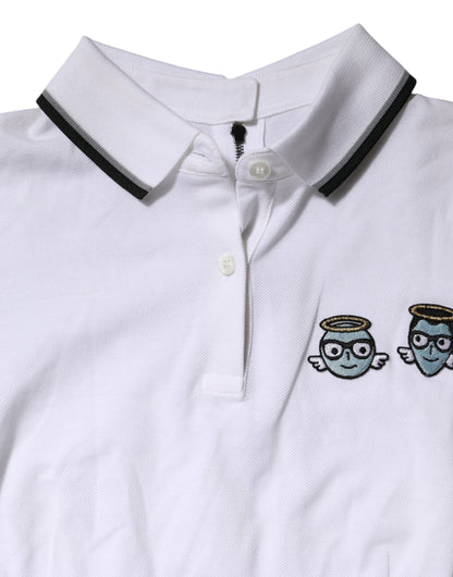 White Cotton Short Sleeves Collared Polo Top