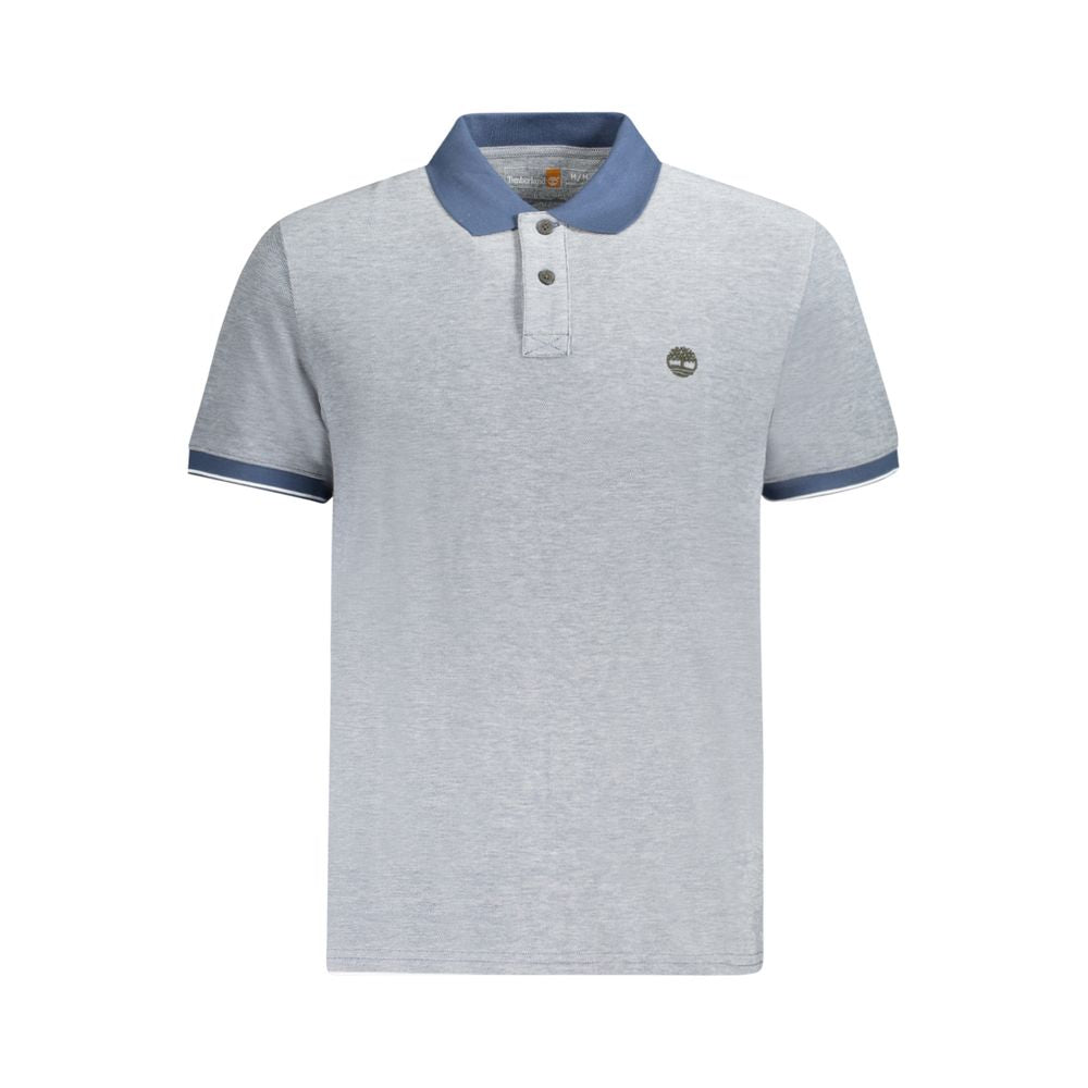 Blue Cotton Men Polo Shirt
