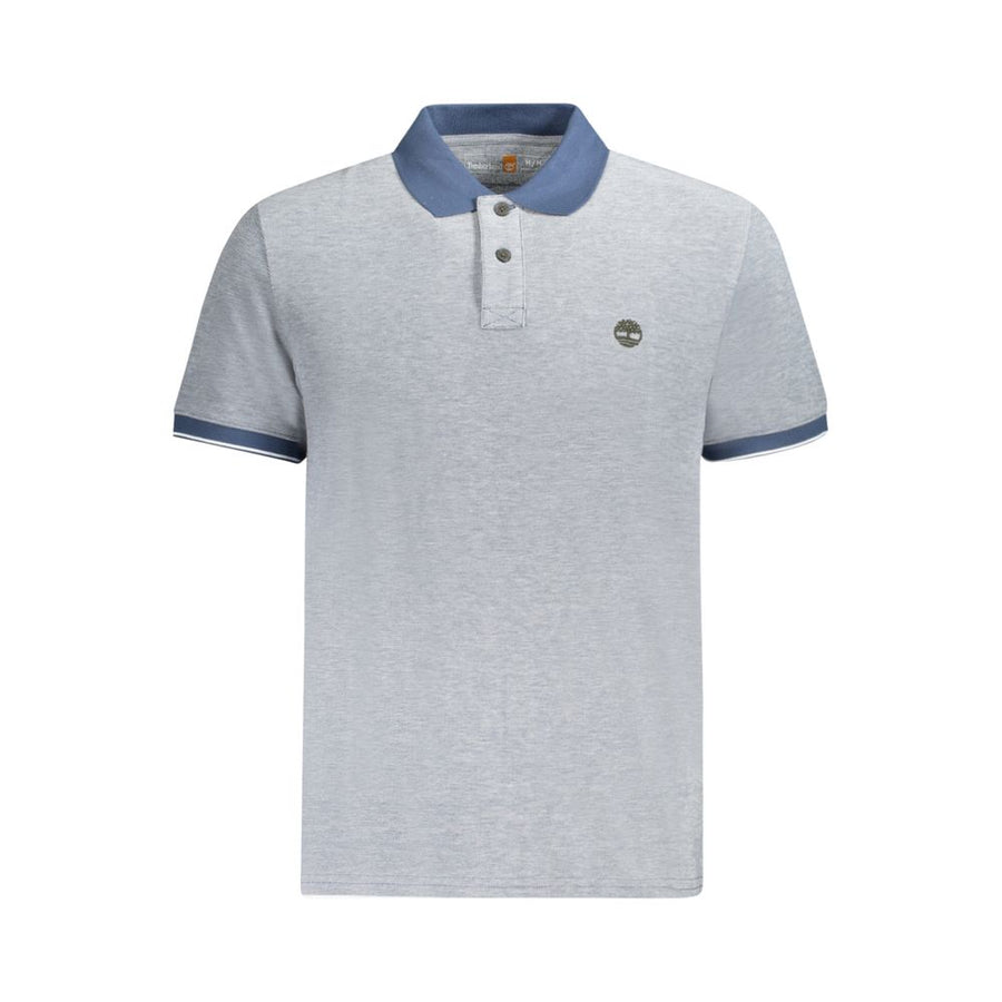 Blue Cotton Men Polo Shirt