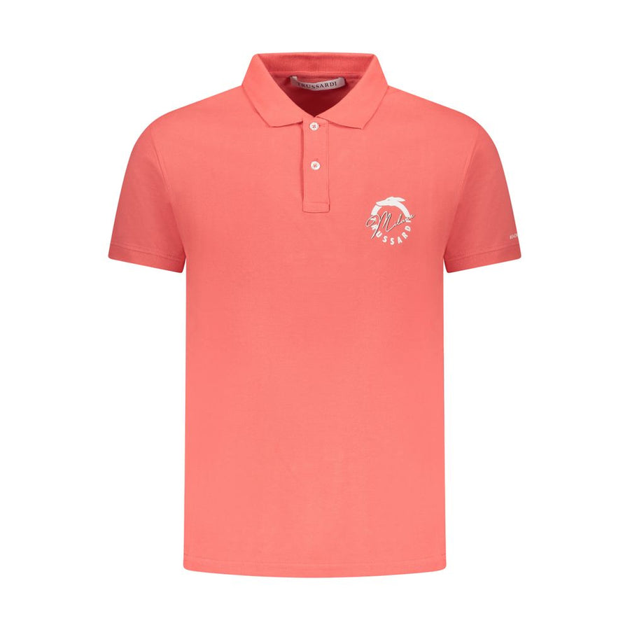 Pink Cotton Men Polo Shirt