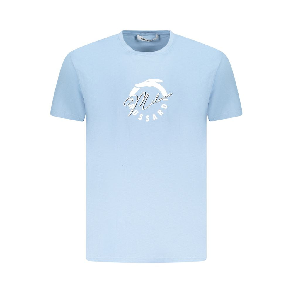 Light Blue Cotton Men T-Shirt