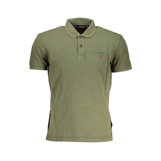 Green Cotton Men Polo Shirt
