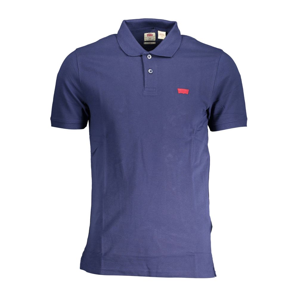 Blue Cotton Men Polo Shirt