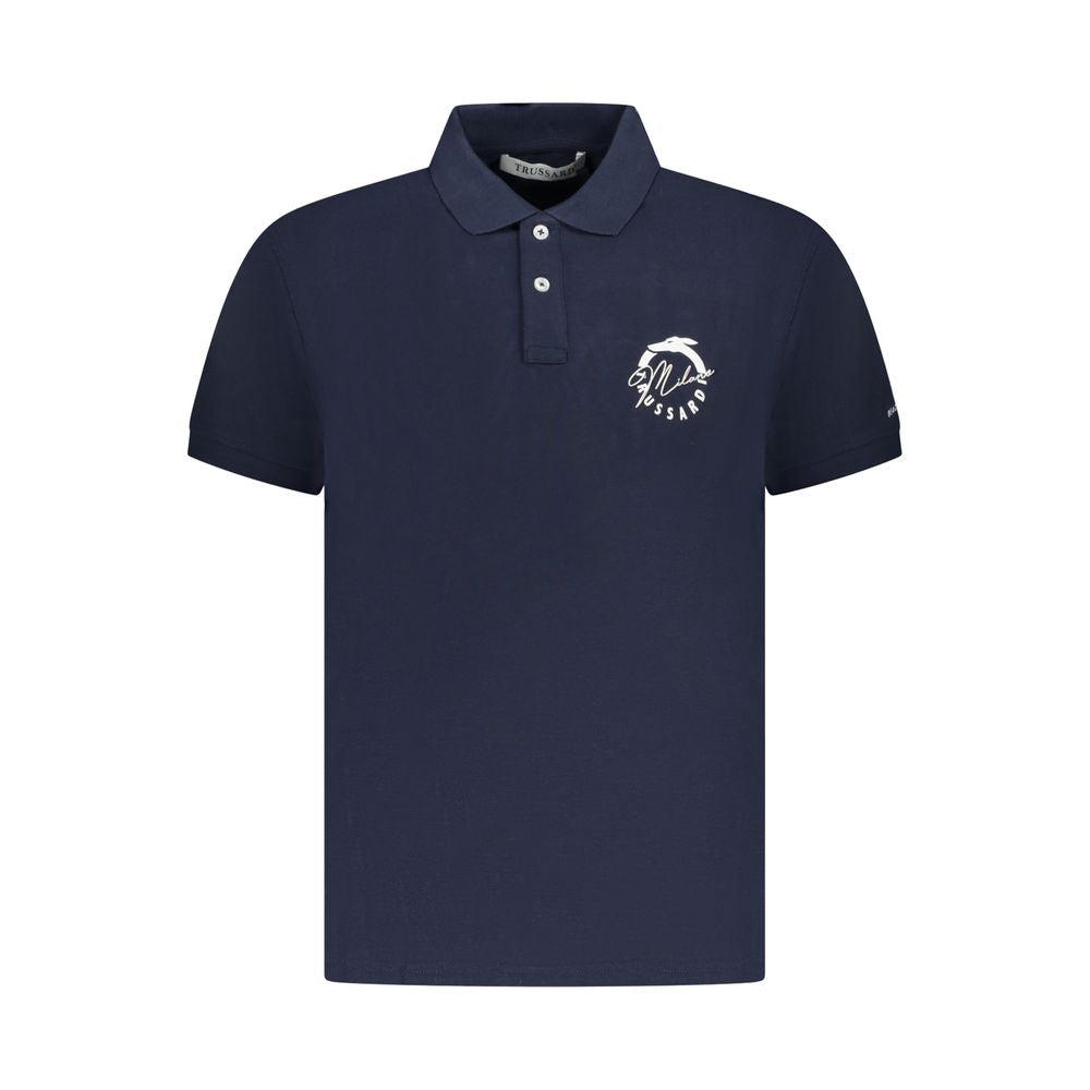 Blue Cotton Men Polo Shirt