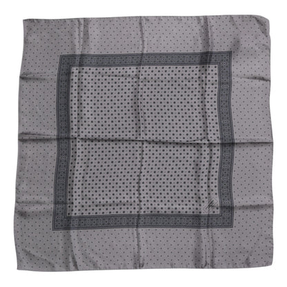 Gray Polka Dot Silk Square Men Foulard Scarf