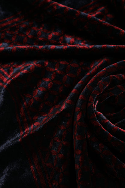 Black Red Viscose Square Men Foulard Scarf